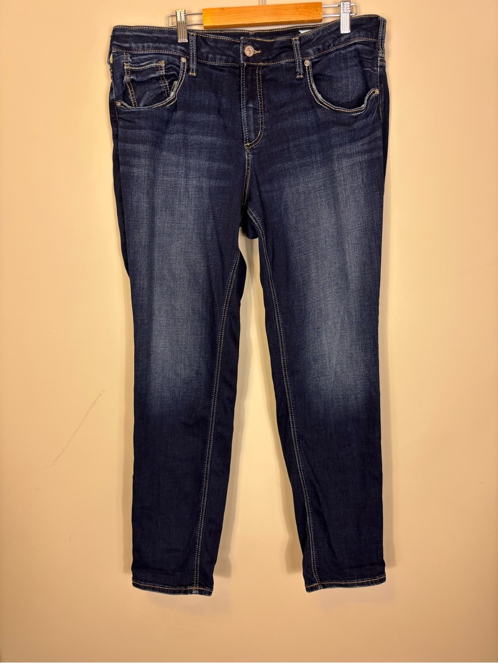 Silver Jeans Boyfriend Skinny Stretch in Dark Indigo Blue Women’s 36